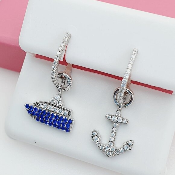 "925 Sterling Silver Cubic Zirconia Earrings, U19254700 - Picture 1 of 11